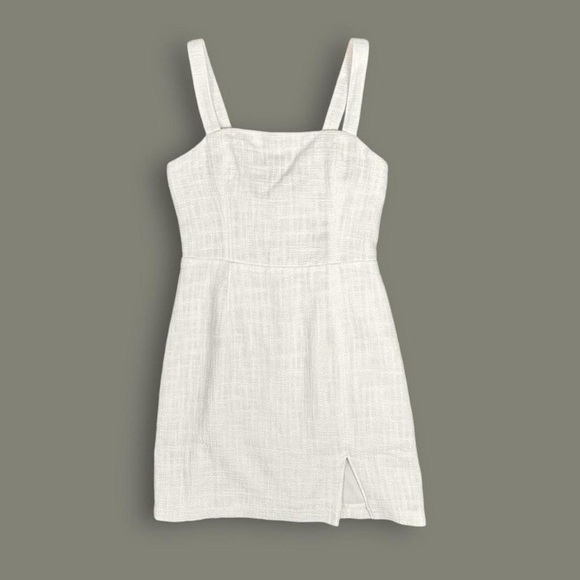 NWT Abercrombie & Fitch Cream Tweed Mini Dress - Square Neck - Size Large - Picture 1 of 11